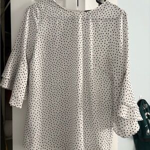 Polka Dot Ruffle Sleeve Women's Top